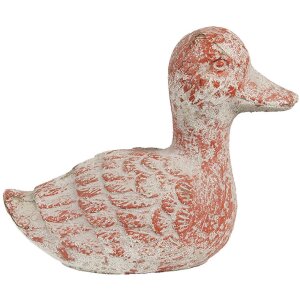 Clayre & Eef 6TE0552 Decorațiune Rață Gri Roșu 15x8x12 cm Piatră Antică