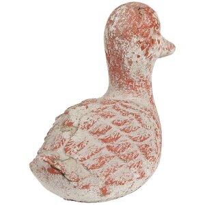 Clayre & Eef 6TE0552 Decorațiune Rață Gri Roșu 15x8x12 cm Piatră Antică