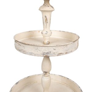 Clayre & Eef 6Y5654 Etagere din fier bej Ø 42x75 cm Vintage 3 niveluri