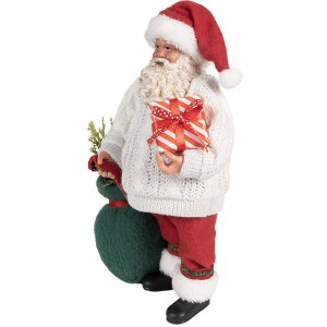 Clayre & Eef 65599 Weihnachtsdeko Weihnachtsmann Weiß Rot 18x13x27 cm