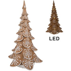 Clayre & Eef 6PR3905GG Weihnachtsbaum LED Braun Beige 26x23x42 cm 3xAA