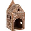 Clayre & Eef 6CE1745 Teelichthalter Häuschen Braun Weiß 7x7x15 cm