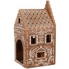 Clayre & Eef 6CE1745 Teelichthalter Häuschen Braun Weiß 7x7x15 cm