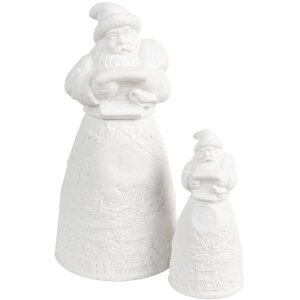 Clayre & Eef 6CE1749 LED Weihnachtsmann Porzellan Weiß Ø 5x11 cm