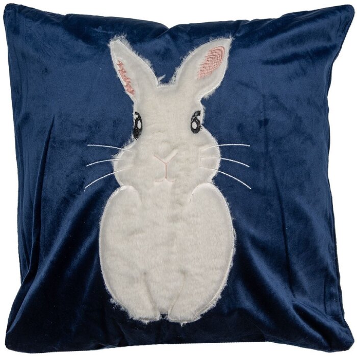 Clayre & Eef KT021.360 Husă de pernă Blue White Bunny 45x45 cm Poliester