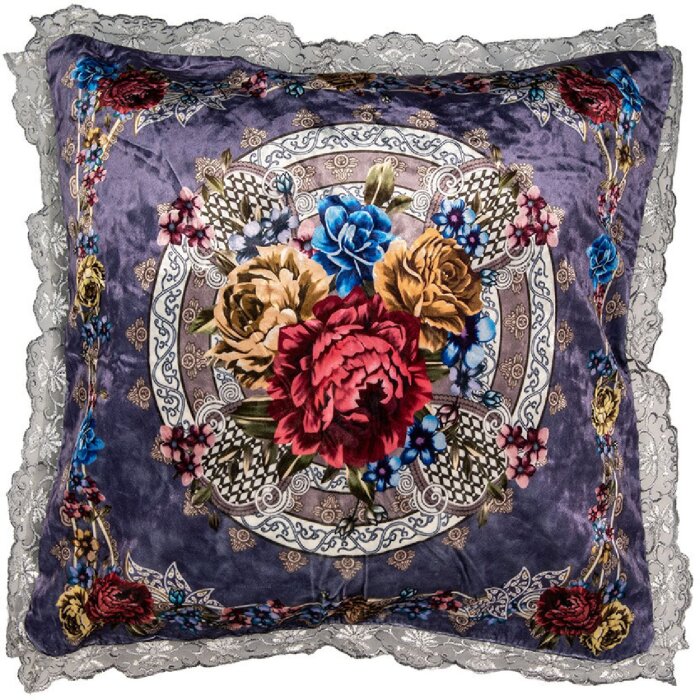 Clayre & Eef KT030.054 Kissenhülle Violett Beige 55x55 cm Barock Synthetik