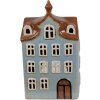 Clayre & Eef 6CE1882 Teelichthalter Haus Landhausstil Blau Braun 13x9x22 cm