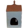 Clayre & Eef 6CE1882 Teelichthalter Haus Landhausstil Blau Braun 13x9x22 cm