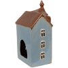 Clayre & Eef 6CE1882 Teelichthalter Haus Landhausstil Blau Braun 13x9x22 cm
