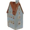 Clayre & Eef 6CE1884 Teelichthalter Haus Keramik Blau Braun 11x8x20 cm