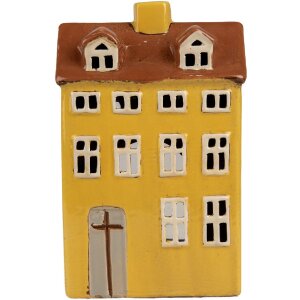 Clayre & Eef 6CE1885 Teelichthalter Haus Keramik Gelb...