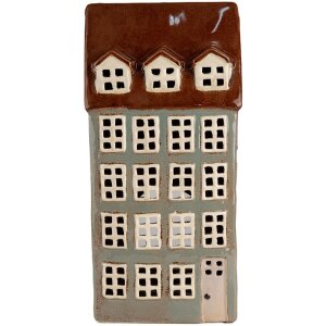 Clayre & Eef 6CE1886 Teelichthalter Haus Keramik Grau...