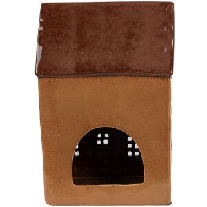 Clayre & Eef 6CE1887 Suport pentru lămpi de ceai Casă ceramică Brown 17x11x24 cm Stil rustic
