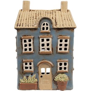 Clayre & Eef 6CE1894 Teelichthalter Haus Blau Beige...