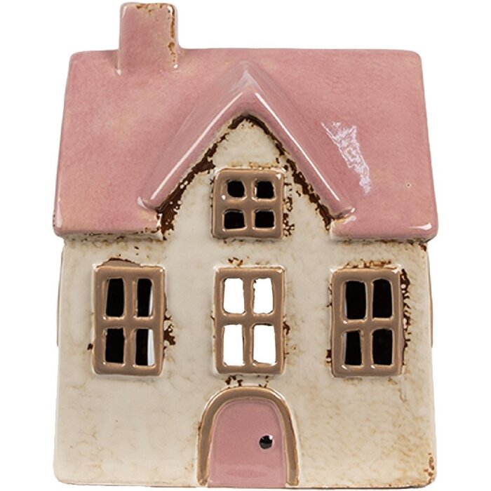 Clayre & Eef 6CE1900 Suport pentru lămpi de ceai Casa Bej Roz 13x10x16 cm Ceramică