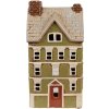 Clayre & Eef 6CE1870 Teelichthalter Haus Keramik Grün Beige 14x10x26 cm