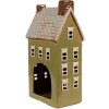 Clayre & Eef 6CE1870 Teelichthalter Haus Keramik Grün Beige 14x10x26 cm