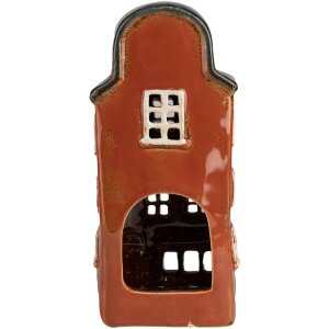 Clayre & Eef 6CE1871 Teelichthalter Haus Keramik Rot 12x9x25 cm Landhausstil