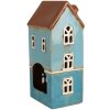 Clayre & Eef 6CE1915 Teelichthalter Haus Blau Braun 11x9x22 cm