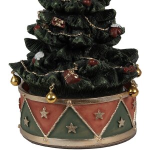 Clayre & Eef 6PR5100 Spieluhr Weihnachtsbaum Ø12x18 cm Grün Rot Polyresin