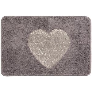 Clayre & Eef BM0007G Badematte Herzmotiv Grau 58x38 cm