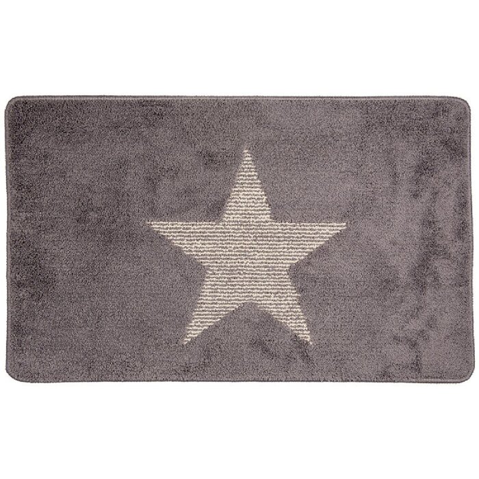 Clayre & Eef BM0010G Badematte Stern Grau 78x48x1 cm