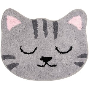 Clayre & Eef BM0012 Badematte Katze Grau 60x50 cm
