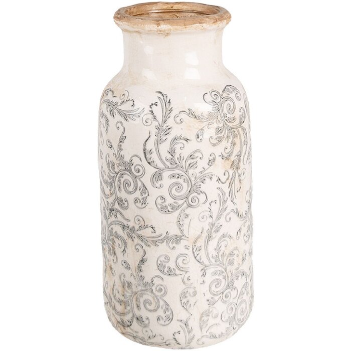 Clayre & Eef 6CE1927L Vas Ø 15x32 cm Alb