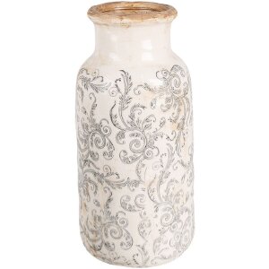 Clayre & Eef 6CE1927L Vas Ø 15x32 cm Alb