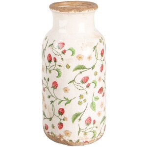 Clayre & Eef Vase 6CE1933L Blumenmuster Erdbeeren...