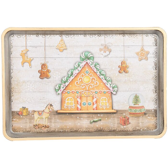 Clayre & Eef 65751 Tablett Lebkuchenhaus Design 32x22x2 cm