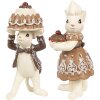 Clayre & Eef 6PR3904GG Dekoration Mäuse mit Kuchen Set 2 5x5x11 5x5x10 cm