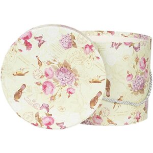 Clayre & Eef 66004 Set de 3 cutii pentru pălării Ø 23/20/17 cm Floral Vintage Design