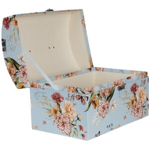 Clayre & Eef 66008 Set de 3 cutii pentru decorațiuni Flori albastre Fluturi