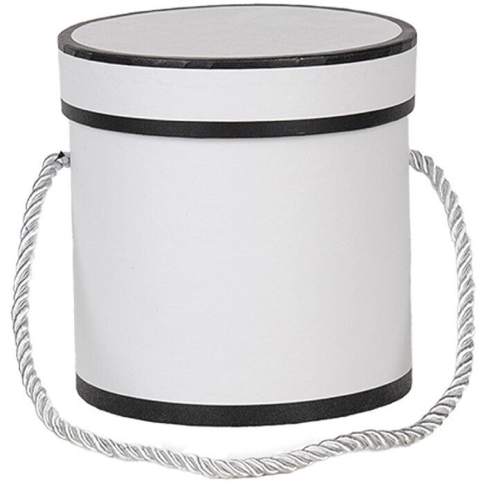 Clayre & Eef 66009W Geschenkbox Weiß Rund Ø 12x12 cm Karton mit Griff