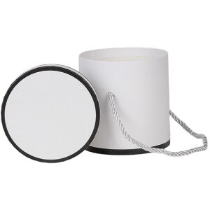 Clayre & Eef 66009W Geschenkbox Weiß Rund Ø 12x12 cm Karton mit Griff