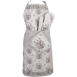 Clayre & Eef GTW44 Ofenhandschuh Hirschmotiv Beige-Braun 18x30 cm