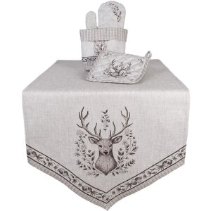 Clayre & Eef GTW44 Ofenhandschuh Hirschmotiv Beige-Braun 18x30 cm