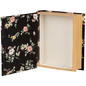 Clayre & Eef 66013Z Cutie în formă de carte Flori Negru 17x14x5 cm