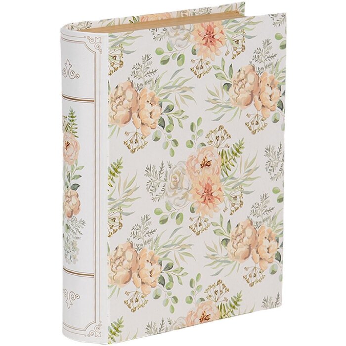 Clayre & Eef 66017 Cutie în formă de carte alb verde 17x14x5 cm