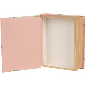 Clayre & Eef 66018 Cutie în formă de carte Flori roz 17x14x5 cm