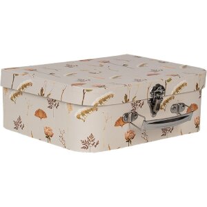 Clayre & Eef 66022 Dekoration Koffer 3er-Set Beige floral 30/25/20 cm