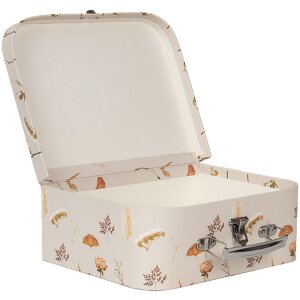 Clayre & Eef 66022 Dekoration Koffer 3er-Set Beige floral 30/25/20 cm