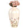 Clayre & Eef Vase 6CE1938M Ø 21x34 cm Beige Rosa Blumenmotive Landhausstil