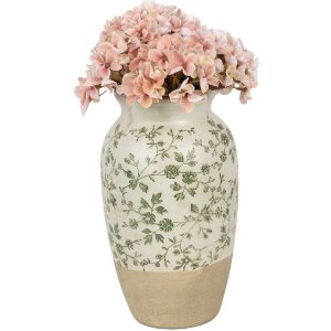 Clayre & Eef 6CE1943S Vase Grün Beige Keramik Ø16x27cm Landhausstil