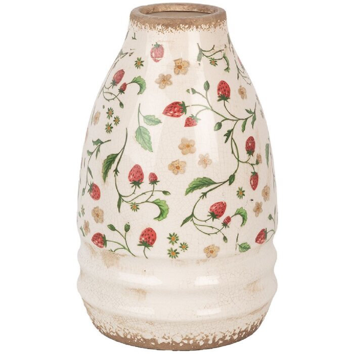 Clayre & Eef 6CE1946M Vase Beige Rot Keramik Ø 21x32 cm Landhausstil