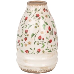 Clayre & Eef 6CE1946M Vase Beige Rot Keramik Ø 21x32 cm Landhausstil
