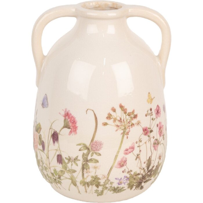 Clayre & Eef 6CE1947L Vase Beige Rosa Ø 16x22 cm Keramik Landhausstil