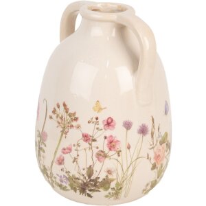 Clayre & Eef 6CE1947L Vase Beige Rosa Ø 16x22 cm Keramik Landhausstil
