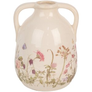 Clayre & Eef 6CE1947M Keramikvase Beige Rosa Ø 14x18 cm Landhausstil